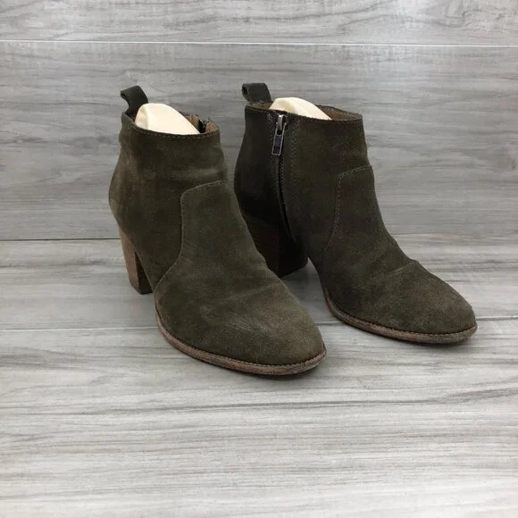 Madewell Booties Womens 6.5 Brenner Brown Suede Heeled Ankle Boots - Picture 4 of 11
